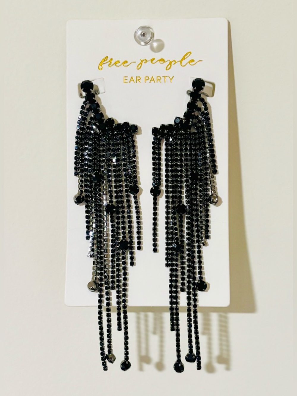 Free People Ear Party Black Fringe Dangle Earrings